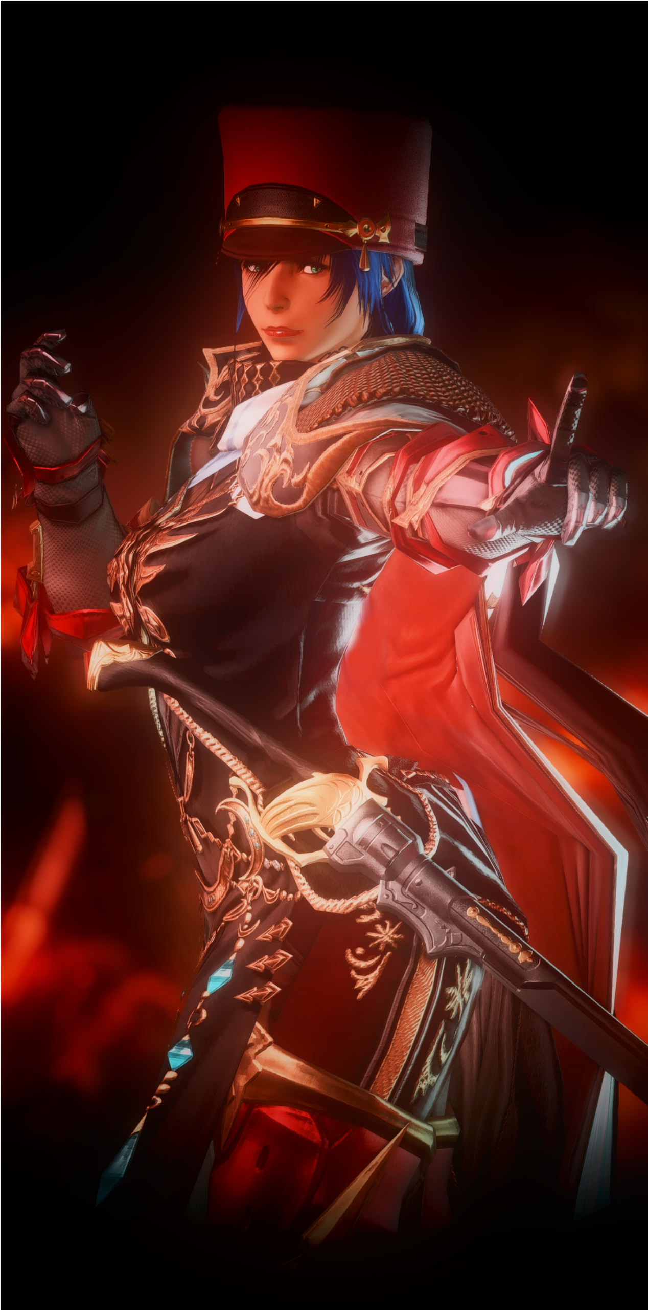 Aellae looking slightly flustered, in short coat and t-shirt.